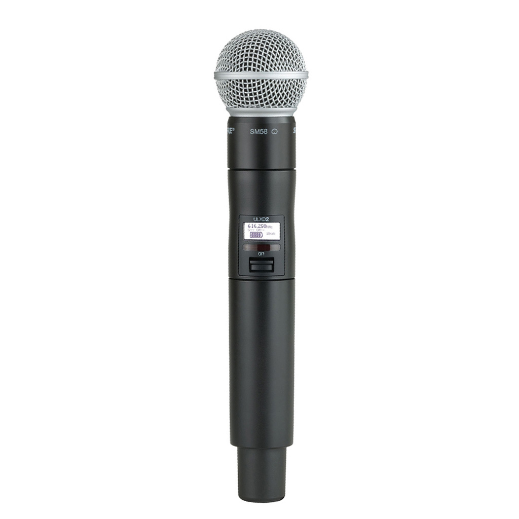 The Shure ULXD2 is a handheld wireless transmitter compatible with ULX-D Digital Wireless Systems.